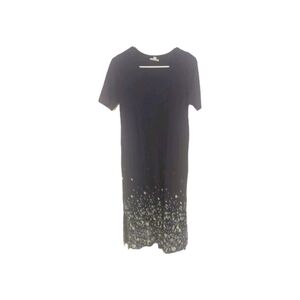 Navy Blue Pure Jill by J. Jill Floral Border-Print Maxi Dress w/ Side Slits XS